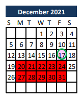 District School Academic Calendar for Madisonville High School for December 2021