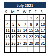 District School Academic Calendar for Madisonville Intermediate School for July 2021