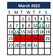District School Academic Calendar for Madisonville Junior High School for March 2022