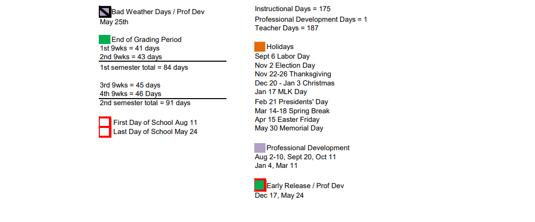District School Academic Calendar Key for Willie E Williams Elementary
