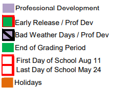 District School Academic Calendar Legend for Magnolia Elementary