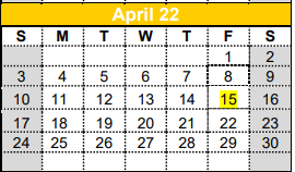 District School Academic Calendar for Gateway for April 2022