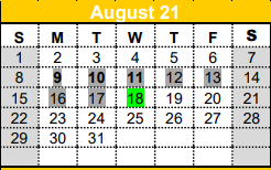 District School Academic Calendar for Gateway for August 2021