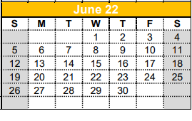 District School Academic Calendar for Gateway for June 2022