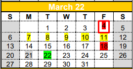 District School Academic Calendar for Malakoff Middle for March 2022