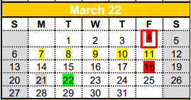 District School Academic Calendar for Gateway for March 2022