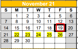 District School Academic Calendar for Gateway for November 2021