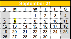 District School Academic Calendar for Gateway for September 2021