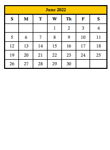 District School Academic Calendar for William H. Bashaw Elementary for June 2022