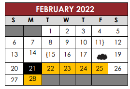District School Academic Calendar for New El for February 2022