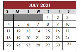 District School Academic Calendar for New El for July 2021