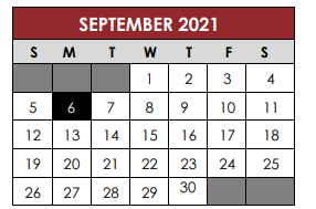 District School Academic Calendar for Bluebonnet Trail Elementary School for September 2021