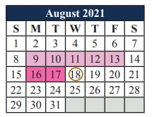 District School Academic Calendar for Tarver-rendon Elementary for August 2021