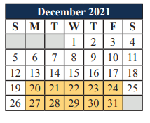 District School Academic Calendar for Tarver-rendon Elementary for December 2021