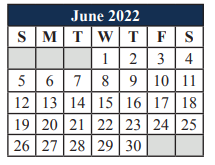 District School Academic Calendar for Della Icenhower  Intermediate for June 2022