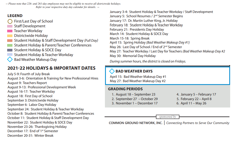 District School Academic Calendar Key for Tarver-rendon Elementary