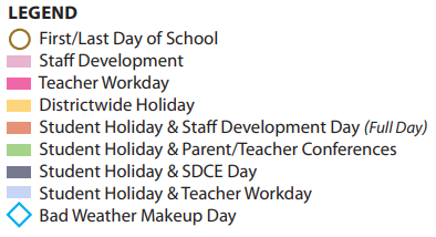 District School Academic Calendar Legend for Della Icenhower  Intermediate