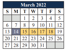 District School Academic Calendar for Cross Timbers Intermediate for March 2022
