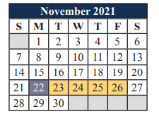 District School Academic Calendar for Mary Lillard Intermediate School for November 2021