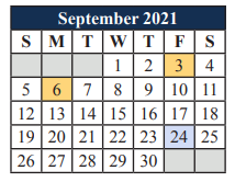 District School Academic Calendar for Alter Ed Ctr for September 2021