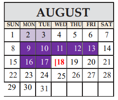 District School Academic Calendar for Spicewood El for August 2021