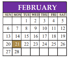 District School Academic Calendar for Marble Falls El for February 2022
