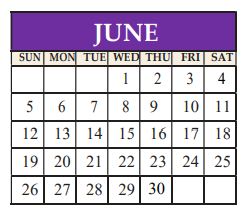 District School Academic Calendar for Marble Falls Middle School for June 2022