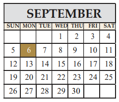 District School Academic Calendar for Marble Falls Middle School for September 2021