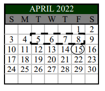 District School Academic Calendar for Norma Krueger El/bert Karrer Campu for April 2022