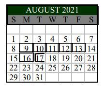 District School Academic Calendar for Norma Krueger El/bert Karrer Campu for August 2021