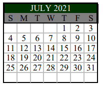 District School Academic Calendar for Norma Krueger El/bert Karrer Campu for July 2021