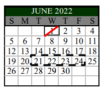 District School Academic Calendar for Marion High School for June 2022