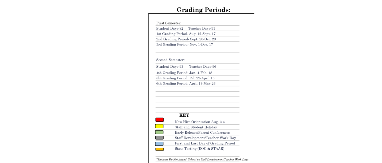 District School Academic Calendar Key for J H Moore Elementary