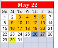 District School Academic Calendar for Marshall H S for May 2022