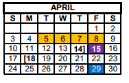District School Academic Calendar for Mason High School for April 2022
