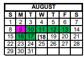 District School Academic Calendar for Mason High School for August 2021