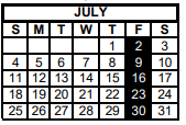 District School Academic Calendar for Mason Junior High for July 2021