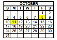 District School Academic Calendar for Mason High School for October 2021