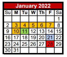 District School Academic Calendar for Mccraw Junior High for January 2022