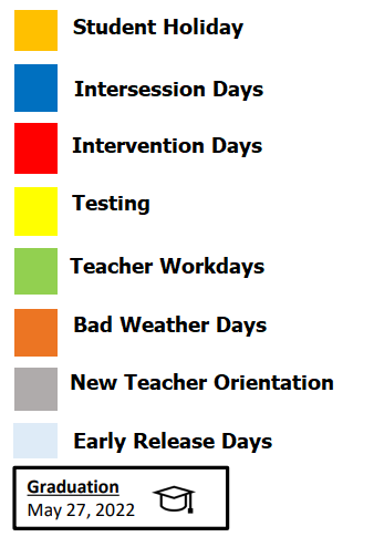 District School Academic Calendar Legend for Weber Hardin Elementary