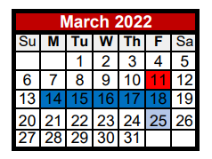 District School Academic Calendar for Weber Hardin Elementary for March 2022