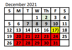 District School Academic Calendar for Maypearl High School for December 2021