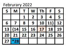 District School Academic Calendar for Maypearl Junior High for February 2022