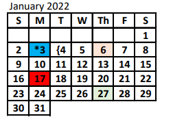 District School Academic Calendar for Maypearl High School for January 2022