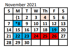 District School Academic Calendar for Maypearl High School for November 2021