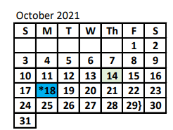 District School Academic Calendar for Maypearl Intermediate for October 2021