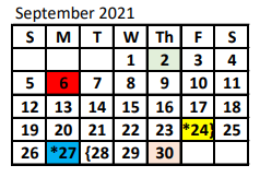 District School Academic Calendar for Lorene Smith Kirkpatrick Elementary for September 2021