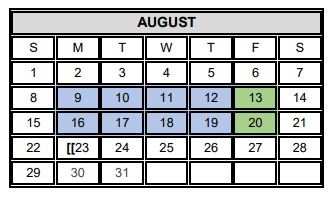 District School Academic Calendar for Mcallen High School for August 2021