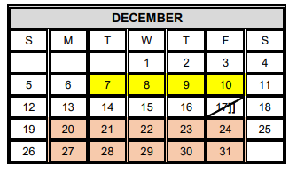 District School Academic Calendar for Milam Elementary for December 2021