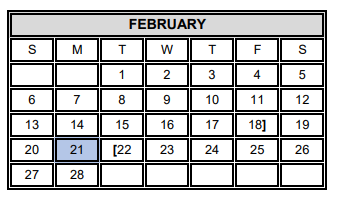 District School Academic Calendar for Michael E Fossum Middle School for February 2022